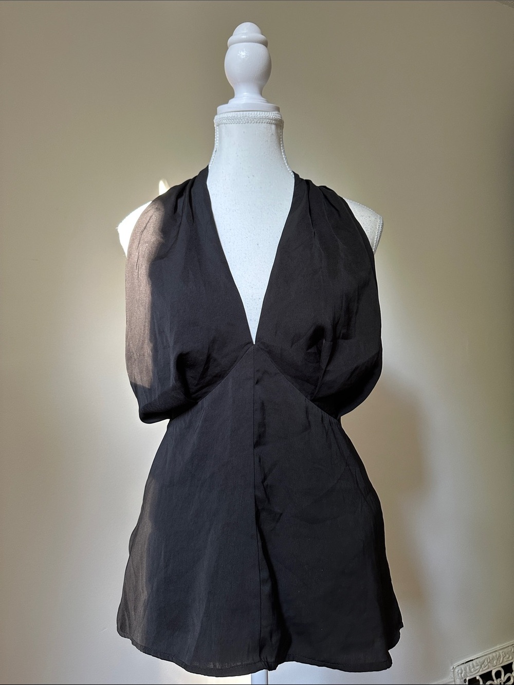 BANANA REPUBLIC Black Babydoll Halter Whimsigoth Y2K Party Summer Top Sz 6
